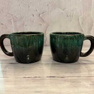 Blue Mountain Mug Set w/ Handle Drip Glaze Redware Mid Century (SKU: 212MI)